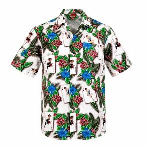 Junction West Men's Joker Pin Up Poker Cards Tropical Hawaiian Shirt XXL